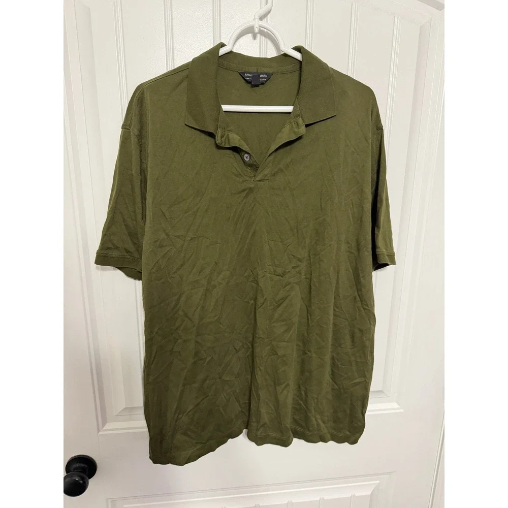 Banana Republic Polo Shirt Mens XL Tall Luxe Touch Performance Olive EUC